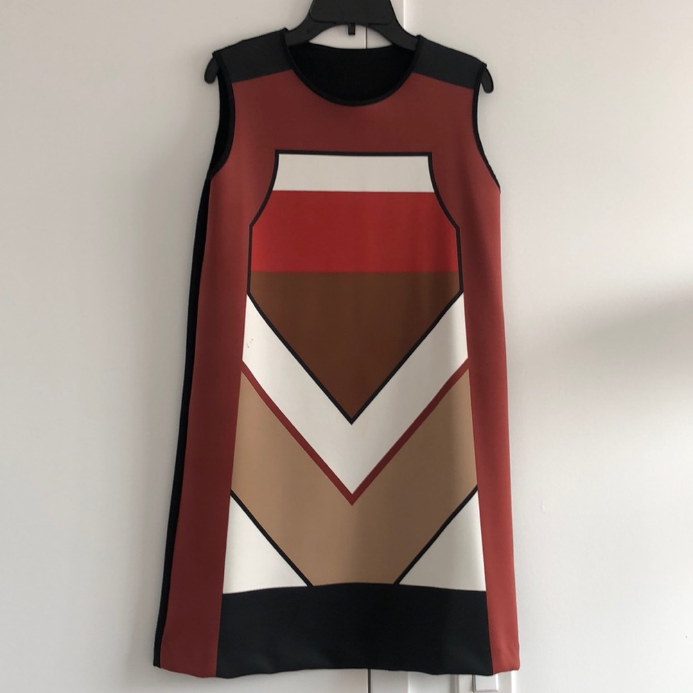 Zara sleeveless shift dress w/ geographic pattern